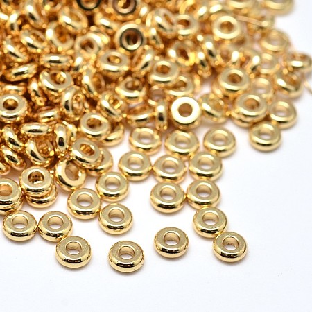 Honeyhandy Brass Flat Round Spacer Beads, Golden, 4x1.5mm, Hole: 1.5mm