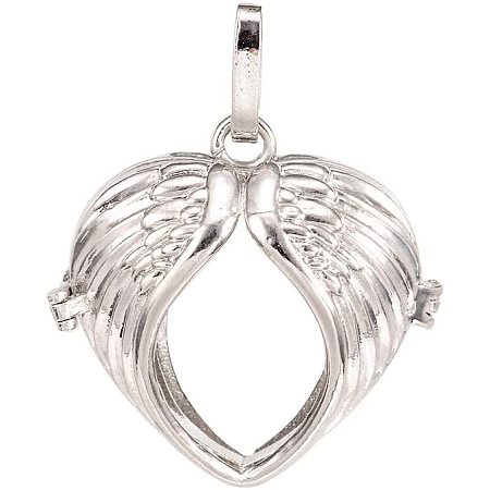 Arricraft 10pcs Cage Pendants, Brass Locket Charms, Chime Ball Pendants, Heart Locket for Necklaces Jewelry Making Supplies-Platinum
