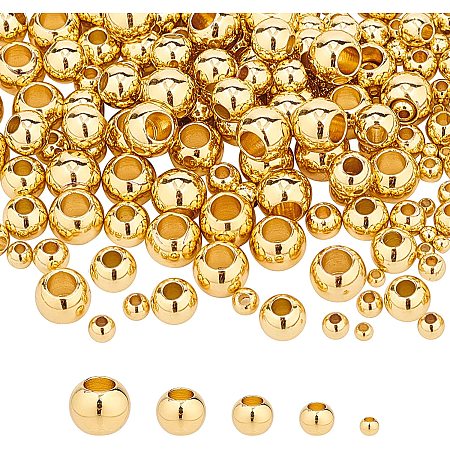 NBEADS 200 Pcs Brass Beads 5 Sizes Rondelle Spacer Brass Beads Metal Big Hole Beads for DIY Jewelry Making, 2mm/3mm/4mm/5mm/6mm Hole