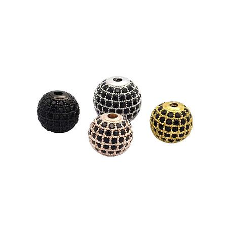 NBEADS 10 Pcs 8mm Random Mixed Color Cubic Zirconia Beads, CZ Stones Micro Pave Disco Ball Beads Round Spacer Beads Bracelet Connector Charms Beads for Jewelry Making