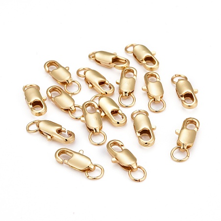 Honeyhandy Grade AAA Brass Lobster Claw Clasps, Cadmium Free & Nickel Free & Lead Free, Real 18K Gold Plated, 12x6x3mm, Hole: 3mm