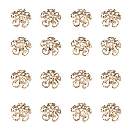 NBEADS 100PCS Golden Color 5-Petal Filigree Bead Caps, Brass Flower Shape End Caps for Crafting Jewelry Necklace Bracelet Making