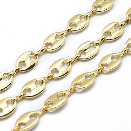 Honeyhandy Brass Chains, Unwelded, Lead Free & Cadmium Free & Nickel Free, Oval, Real 18K Gold Plated, 11x8x1.5mm