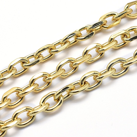 Honeyhandy Eco-Friendly Brass Cable Chains, Diamond Cut Chains, Unwelded, Faceted, Oval, Lead Free & Cadmium Free & Nickel Free, Real 18K Gold Plated, 8.5x6x2mm