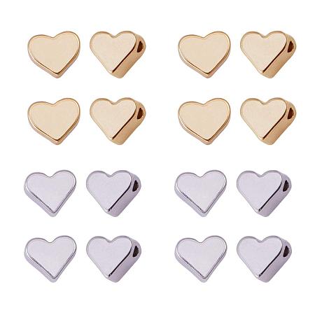 PandaHall Elite 40pcs Heart Beads Spacer Gold & Platinum Environmental Brass Metal Loose Beads for Jewelry Bracelet Necklace Making Charms