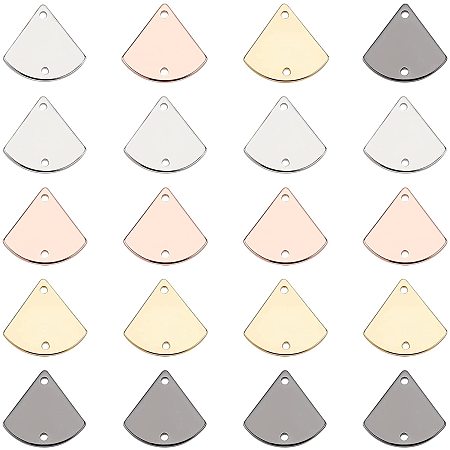 PandaHall Elite 20pcs Triangle Charm Blanks 4 Colors Brass Links Connectors 18K Gold Plated 0.5
