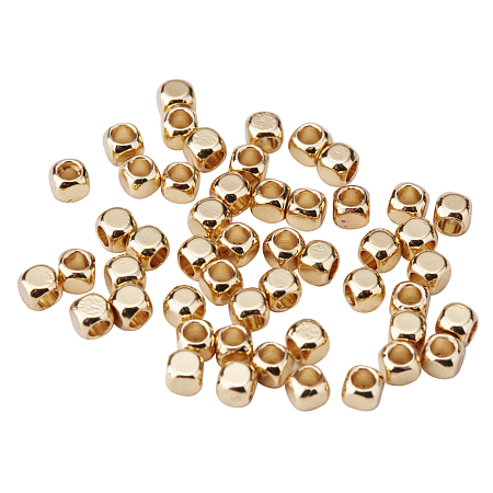 PandaHall Elite 50 Pcs Brass Cube Tiny Beads Cadmium Nickel Lead Free Golden 3x3x3mm for Jewelry Making DIY
