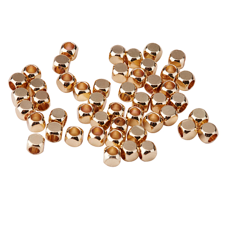 PandaHall Elite Size 4x4x4mm Brass Cube Bead Spacers Golden Craft Findings Cadmium Free & Nickel Free & Lead Free, about 50pcs/bag