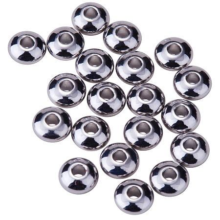 PandaHall Elite Brass 6x4mm Platinum Flat Round Bead Spacers Craft Findings Cadmium Free & Nickel Free & Lead Free,, about 20pcs/bag