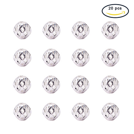 PandaHall Elite 6mm Silver Oval Brass Hollow Filigree Beads Cadmium Free & Nickel Free & Lead Free, about 20pcs/bag