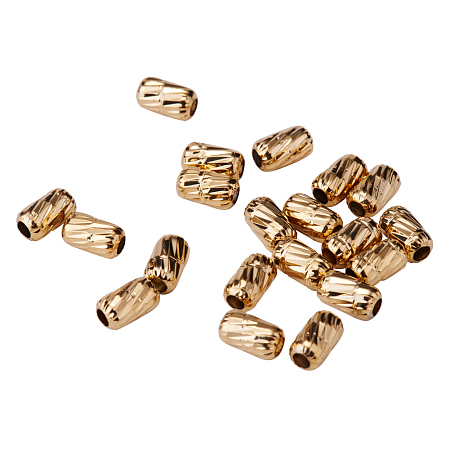 PandaHall Elite 7x4mm Golden Brass Column Beads for Jewelry Making Cadmium Free & Nickel Free & Lead Free, about 20pcs/bag