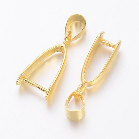 PandaHall Elite 10Pcs Golden Color Brass Ice Pick Pinch Bails Size 19x10x4mm Pendant Bails for Jewelry Making