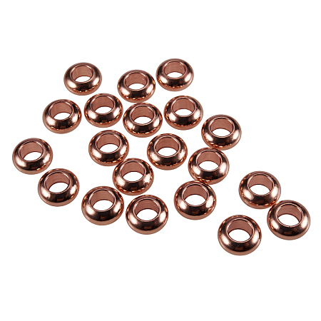 PandaHall Elite Brass 7x3mm Rose Gold Flat Round Bead Spacers Craft Findings Cadmium Free & Nickel Free & Lead Free, about 20pcs/bag