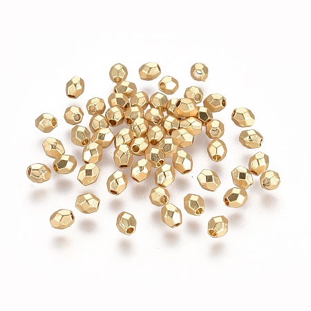 Honeyhandy Alloy Spacer Beads, Lead Free & Nickel Free & Cadmium Free, Faceted, Oval, Real 18K Gold Plated, Matte Gold Color, 3.5x3.5mm, Hole: 1mm
