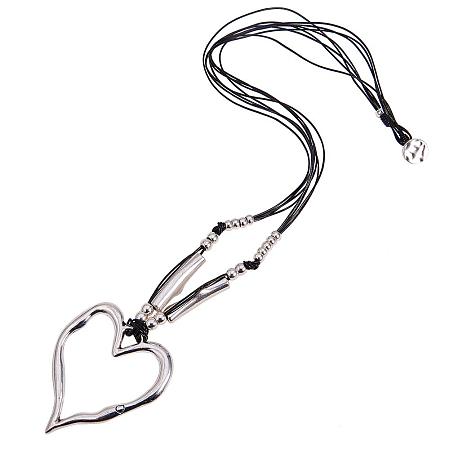 SUNNYCLUE Thai Sterling Silver Plated Love Heart Multilayer Leather Rope Pendant Necklace 35.82