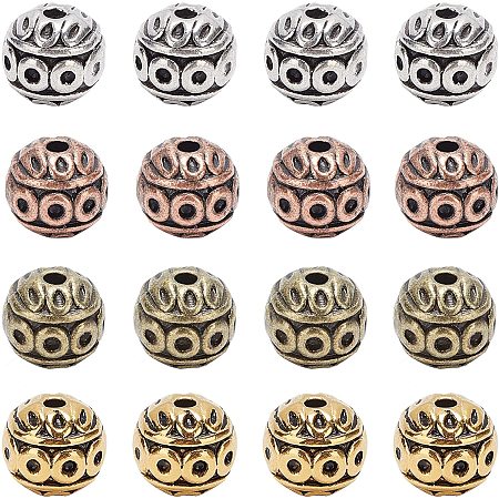 SUPERFINDINGS About 160pcs 4 Color Tibetan Alloy Beads 0.31Inch Antique Alloy Spacer Round Ball Spacer Beads for Jewelry Making Bracelets Necklace and Crafting