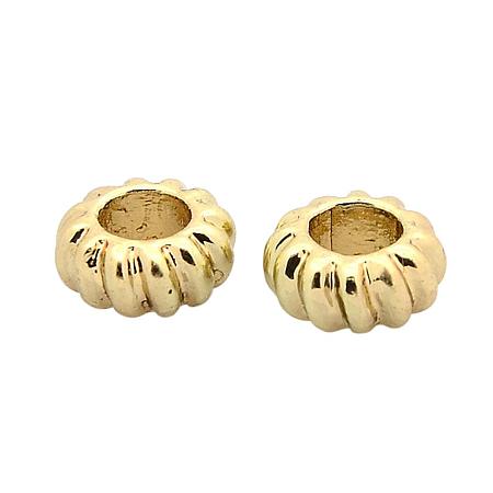 NBEADS 10 pcs Nickel Free & Lead Free Unfading Golden Alloy European Beads, Large Hole Rondell Beads, 10x5mm, Hole: 4.5mm