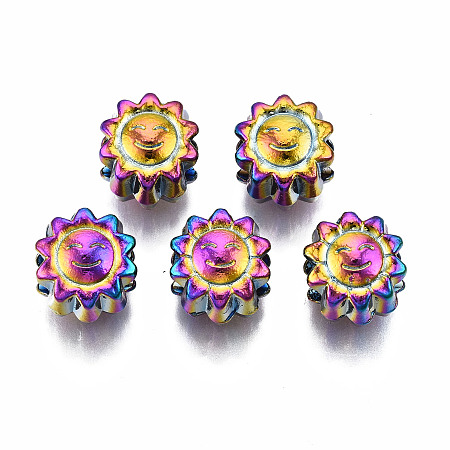 ARRICRAFT Alloy Europen Beads, Large Hole Beads, Cadmium Free & Nickel Free & Lead Free, Flower, Multi-color, 12x10.5x9mm, Hole: 6mm