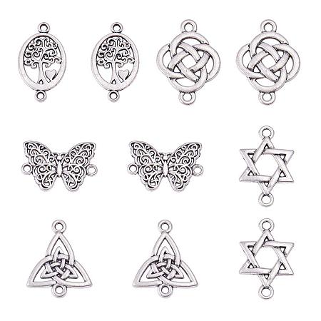 SUNNYCLUE 1 Box 10pcs Thai Sterling Silver Plated Star of David Tree of Life Celtic Triangle Knot Connector Charms for DIY Jewelry Bracelet Earrings Making Findings, Nickel Free