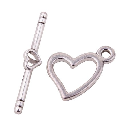 ARRICRAFT 20 Sets 18mm Antique Silver Tibetan Silver Heart Toggle Clasps for Jewelry Making