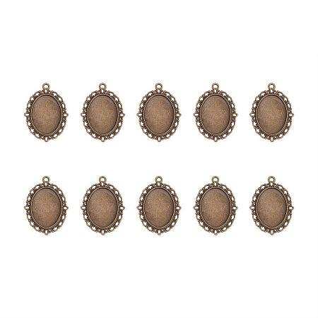 Arricraft 10pcs Antique Bronze Oval Zinc Alloy Pendant Settings for Cabochon & Rhinestone DIY Findings for Jewelry Making