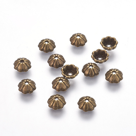 Honeyhandy Tibetan Style Bead Caps,  Cadmium Free & Nickel Free & Lead Free, Half Round, Antique Bronze, 6x2.5mm, Hole: 1mm