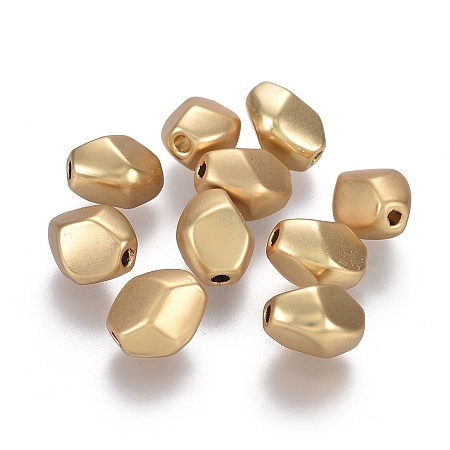 Honeyhandy Tibetan Style Alloy Beads, Lead Free & Nickel Free & Cadmium Free, Real 18K Gold Plated, Faceted Nugget, Matte Gold Color, 10x8.5x7.5mm, Hole: 1.6mm