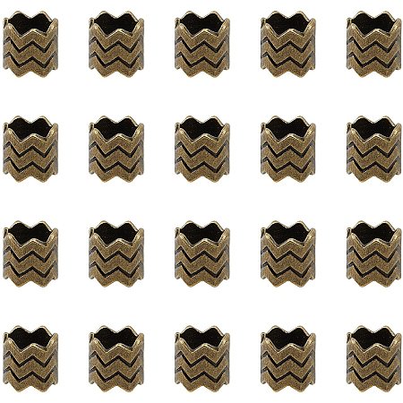 SUPERFINDINGS About 100pcs 0.39Inch Antique Bronze Column with Sawtooth Tibetan Style Alloy Beads for DIY Macrame Leather Jewelry Craft Making