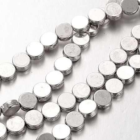ARRICRAFT 10 Strands Beads Strands, Flat Round Alloy Beads, Tibetan Style Loose Beads, Antique Silver Spacers Beads for Bracelet Necklace DIY Jewelry Making-Antique Silver