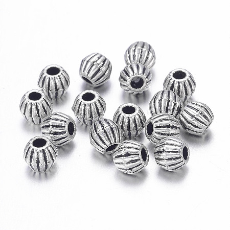 PandaHall Elite about 200pcs/box Tibetan Style Spacer Beads, Lead Free & Nickel Free & Cadmium Free, Bicone, Antique Silver, 4x4.5mm, Hole: 1mm