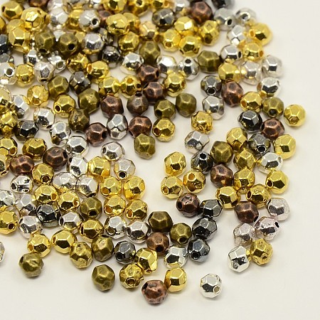 Honeyhandy Mixed Color Tibetan Style Alloy Spacer Beads, Faceted Oval, Cadmium Free & Nickel Free & Lead Free, 4x3.5mm, Hole: 1mm, about 1680pcs/200g