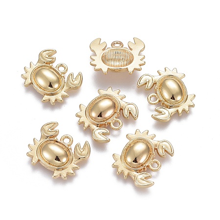 Alloy Pendants, Lead Free & Nickel Free & Cadmium Free, Crab, Real 14K Gold Plated, 15x17x4mm, Hole: 1.6mm