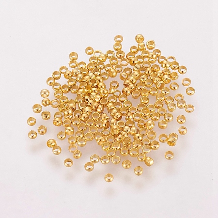 Honeyhandy Brass Crimp Beads, Nickel Free, Rondelle, Cadmium Free & Nickel Free & Lead Free, Golden, 2x1.2mm