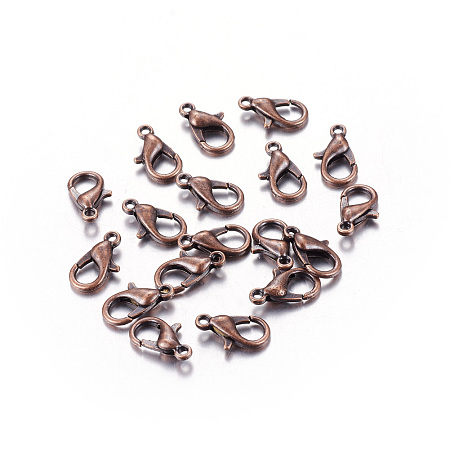 Honeyhandy Zinc Alloy Lobster Claw Clasps, Parrot Trigger Clasps, Cadmium Free & Nickel Free & Lead Free, Red Copper, 14x8mm, Hole: 1.8mm
