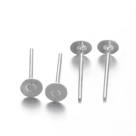 Honeyhandy Rack Plating Iron Ear Studs Findings, Cadmium Free & Nickel Free & Lead Free, Platinum, 12x4mm, Pin: 0.6mm