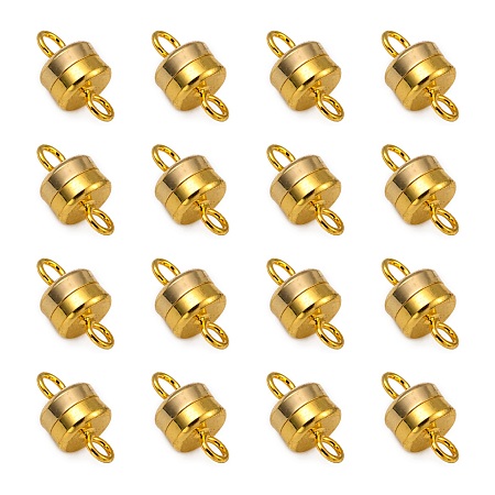 Honeyhandy Column Brass Magnetic Clasps, Lead Free & Nickel Free & Cadmium Free, Golden, 11x6mm, Hole: 2mm