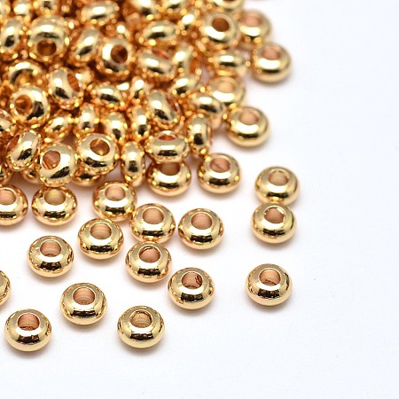 Honeyhandy Brass Flat Round Spacer Beads, Golden, 3x2mm, Hole: 1mm