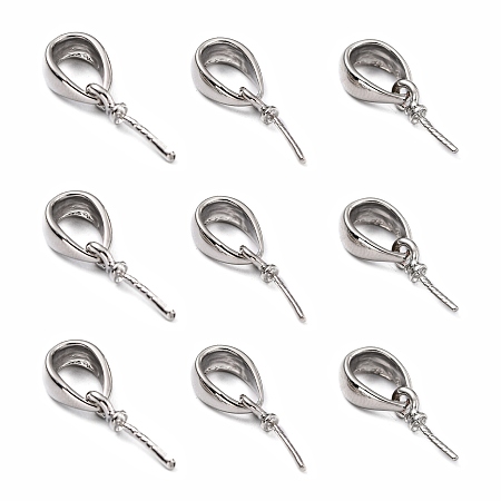 Honeyhandy Brass Cup Pearl Peg Bails Pin Pendants, for Half Drilled Beads, Cadmium Free & Nickel Free & Lead Free, Platinum, 12x2.5mm, Hole: 5x8mm, Pin: 1mm