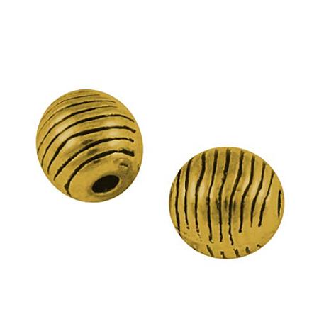 ARRICRAFT About 50pcs Tibetan Style Antique Golden Round Beehive Beads for Bracelets Jewelry Making, 6mm, Hole: 1mm
