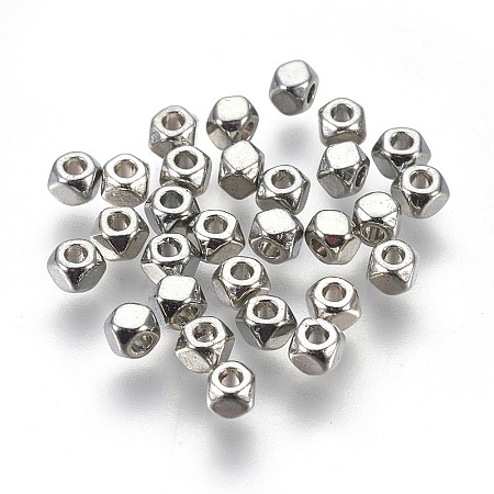 Honeyhandy Alloy Spacer Beads, Screw Nut, Cadmium Free & Nickel Free & Lead Free, Platinum, 3x2.5mm, Hole: 1mm