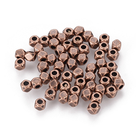 Honeyhandy Alloy Spacer Beads, Screw Nut, Cadmium Free & Nickel Free & Lead Free, Red Copper, 3x2.5mm, Hole: 1mm