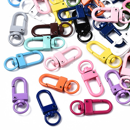 Honeyhandy Spray Painted Alloy Swivel Snap Hooks Clasps, Cadmium Free & Nickel Free & Lead Free, Mixed Color, 33.5x12.5x5mm, Hole: 5x9mm