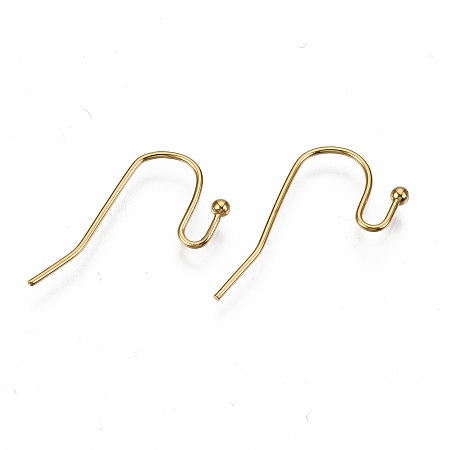 Honeyhandy 304 Stainless Steel Earring Hooks, Ear Wire, Cadmium Free & Nickel Free & Lead Free, Real 18K Gold Plated, 11x21mm, Pin: 0.7mm