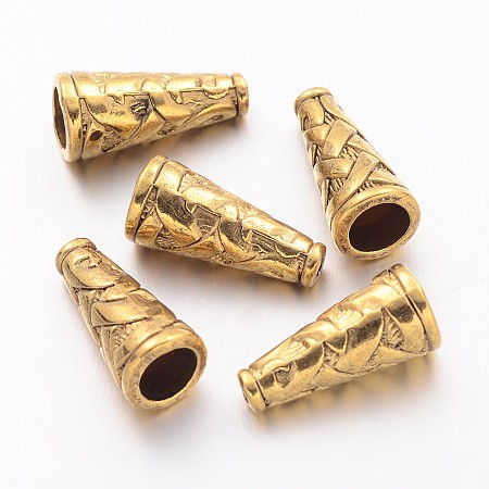 ARRICRAFT Tibetan Style Alloy Bead Cone, Cadmium Free & Nickel Free & Lead Free, Antique Golden, 18x8x8mm, Hole: 1mm