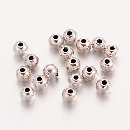 Honeyhandy Tibetan Style Alloy Round Spacer Beads, Cadmium Free & Nickel Free & Lead Free, Antique Silver, 4mm, Hole: 1mm