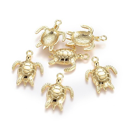 Honeyhandy Alloy Pendants, Lead Free & Nickel Free & Cadmium Free, Sea Turtle, Real 14K Gold Plated, 23.5x30x3mm, Hole: 3mm