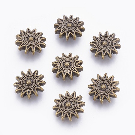 Honeyhandy Tibetan Style Alloy Sun Beads, Cadmium Free & Nickel Free & Lead Free, Antique Bronze, 17x6mm, Hole: 2mm