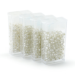 MGB Matsuno Glass Beads, Japanese Seed Beads, 6/0 Silver Lined Glass Round Hole Rocailles Seed Beads, Clear, 3.5~4x3mm, Hole: 1.2~1.5mm, about 140pcs/box, net weight: about 10g/box
