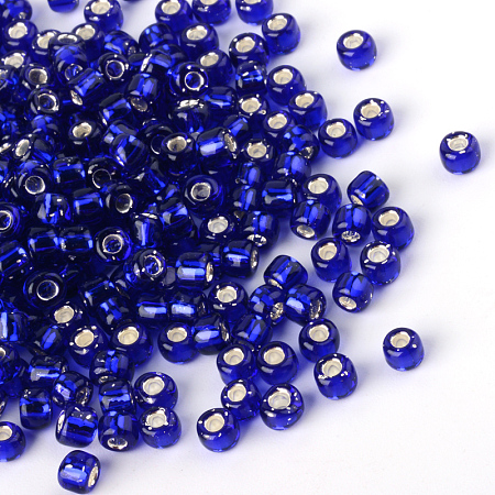 MGB Matsuno Glass Beads, Japanese Seed Beads, 12/0 Silver Lined Glass Round Hole Rocailles Seed Beads, Dark Blue, 2x1mm, Hole: 0.5mm, about 1960pcs/20g