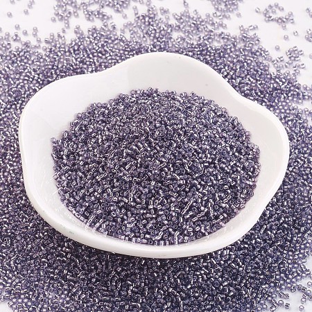 MGB Matsuno Glass Beads, Japanese Seed Beads, 15/0 Silver Lined Glass Round Hole Rocailles Seed Beads, Slate Blue, 1.5x1mm, Hole: 0.5mm, about 5400pcs/20g